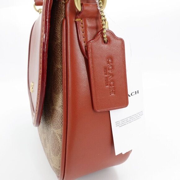 Coach Legacy Signature Shoulder Bag Red Brown OS - Picture 9 of 13